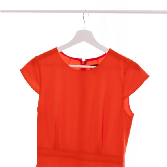 J. Crew 9am Super 120s Wool Pleated Cap Sleeve Dress size 2 - Red Orange - Picture 3 of 7